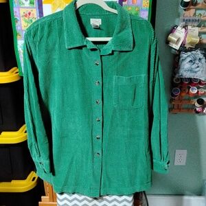 ll Bean corduroy oversized shirt jacket 2x grass green